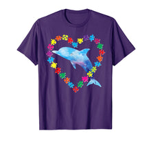 Load image into Gallery viewer, Autism Awareness Love Strong Colorful Puzzle Dolphin T-Shirt