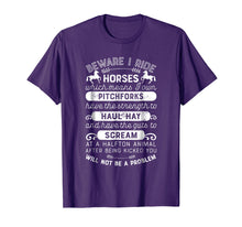 Load image into Gallery viewer, Beware I Ride Horses T shirt Horse Lover Girls Riding Racing