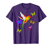 Load image into Gallery viewer, Unique Colorful Hummingbird With Butterflies T-Shirt