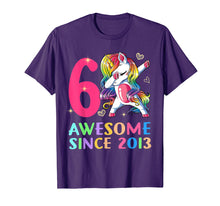 Load image into Gallery viewer, 6 Years Old 6th Birthday Unicorn Dabbing Shirt Girl Party