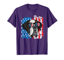 Load image into Gallery viewer, 4th of July Dog Patriotic Saint Bernard Dog with Sunglasses T-Shirt