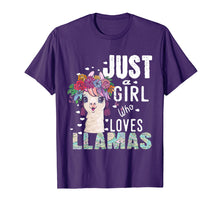 Load image into Gallery viewer, Just A Girl Who Loves Llamas T Shirt Heart Love Girl Gift