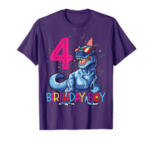 Load image into Gallery viewer, Dinosaur T rex 4 year Old T shirt Kids 4th Birthday T-shirt