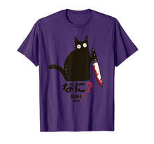 Load image into Gallery viewer, Cat What? Nani ? Funny Murderous Black Cat With Knife T-Shirt