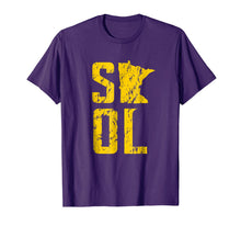 Load image into Gallery viewer, Skol Viking Helmet Distressed Vintage Yellow Purple Shirt