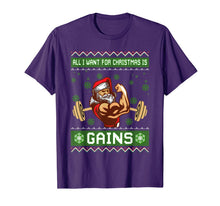 Load image into Gallery viewer, All I Want For Christmas Is Gains Gym Workout Ugly Xmas T-Shirt