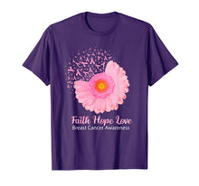 Load image into Gallery viewer, Faith Hope Love Breast Cancer Awareness Flower Pink T-Shirt