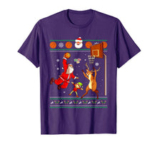 Load image into Gallery viewer, Basketball Christmas Ugly Sweater Dunking Santa and Reindeer T-Shirt-2347380