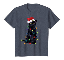 Load image into Gallery viewer, Black Santa Cat with christmas lights Tshirt Funny Cats Gift T-Shirt
