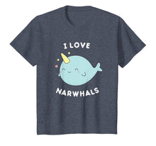 Load image into Gallery viewer, Cute Kawaii I Love Narwhals T-Shirt