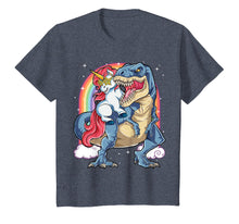 Load image into Gallery viewer, Unicorn Riding Dinosaur T rex Shirt Boys Girls Kids Rainbow