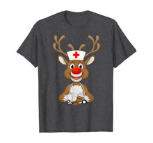 Load image into Gallery viewer, Christmas Scrub Top Reindeer Scrubs Rubber Gloves Nurses T-Shirt