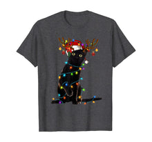 Load image into Gallery viewer, Black Cat Christmas Light T Shirt Funny Cat Lover Christmas T-Shirt