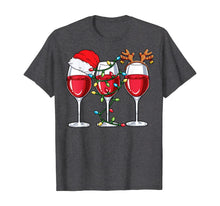 Load image into Gallery viewer, Wine Christmas Lights Xmas Women Santa Hat Reindeer Antlers T-Shirt