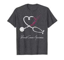 Load image into Gallery viewer, Nurse Breast Cancer Awareness Pink Ribbon Stethoscope Heart T-Shirt