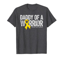 Load image into Gallery viewer, Mens Daddy of a Warrior Childhood Cancer Shirt Dad Ribbon