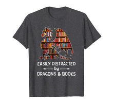 Load image into Gallery viewer, easily distracted by Dragon and Books nerds T-Shirt