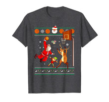 Load image into Gallery viewer, Basketball Christmas Ugly Sweater Dunking Santa and Reindeer T-Shirt-2347380