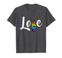 Load image into Gallery viewer, Mens LOVE Peace Sign Rainbow Gay Pride Shirt Love Is Love T-Shirt