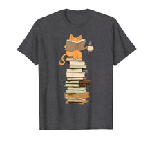 Load image into Gallery viewer, Kittens, Cats, tea and books gift t shirt
