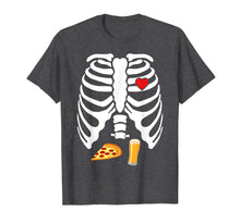 Load image into Gallery viewer, Skeleton Pregnancy Pizza Beer X-Ray Halloween Shirt