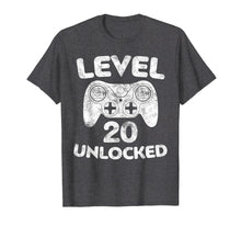 Load image into Gallery viewer, Level 20 Unlocked T-Shirt 20th Video Gamer Birthday Gift