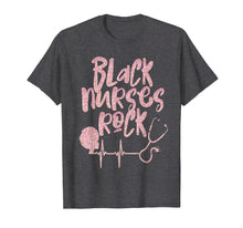 Load image into Gallery viewer, Black Nurses Rock T-Shirt Afro Rose Heartbeat RN Nursing