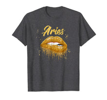 Load image into Gallery viewer, Aries Zodiac Birthday Golden Lips T-Shirt for Black Women