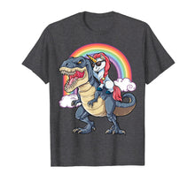 Load image into Gallery viewer, Unicorn Riding Dinosaur T rex Shirt Boys Girls Kids Rainbow