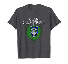 Load image into Gallery viewer, Campbell Surname Scottish Clan Tartan Crest Badge T-shirt