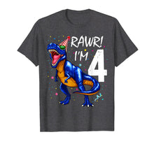 Load image into Gallery viewer, Rawr I'm 4 4th Birthday Dinosaur Shirts Boys Dinosaur Gift