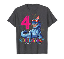 Load image into Gallery viewer, Dinosaur T rex 4 year Old T shirt Kids 4th Birthday T-shirt