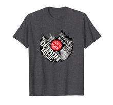 Load image into Gallery viewer, Detroit Motown music T shirt, Detroit skyline, record