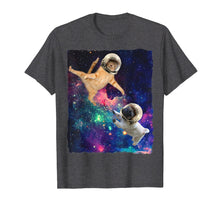 Load image into Gallery viewer, Cute Space Cat vs Pug Shirt Galaxy Epic Fight In Outer Space