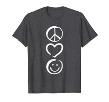 Load image into Gallery viewer, Peace Love and Happiness T-Shirt Peace Sign, Heart, Smile-1062452