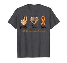 Load image into Gallery viewer, Peace Love Cure Ribbon Multiple Sclerosis Awareness Costume T-Shirt-2464346