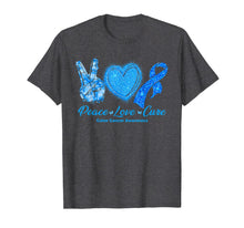 Load image into Gallery viewer, Peace Love Cure Dark Blue Ribbon Colon Cancer Awareness Gift T-Shirt-851674