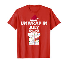 Load image into Gallery viewer, Christmas Pregnancy Announcement Gifts Unwrap In July T-Shirt