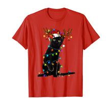 Load image into Gallery viewer, Black Cat Christmas Light T Shirt Funny Cat Lover Christmas T-Shirt