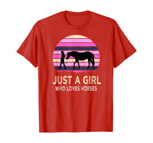 Load image into Gallery viewer, Just a Girl Who Loves Horses - Riding Retro sunset Gifts T-Shirt