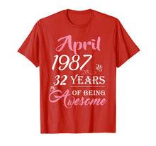 Load image into Gallery viewer, Awesome 32nd Bday Party T-Shirt - April 1987 -32nd birthday