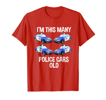 Load image into Gallery viewer, Birthday Shirt For Boys 4 I'm This Many Police Cars Old