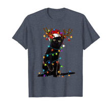 Load image into Gallery viewer, Black Cat Christmas Light T Shirt Funny Cat Lover Christmas T-Shirt