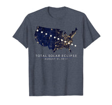 Load image into Gallery viewer, Total Solar Eclipse Map Tshirt of the USA 8/21/2017