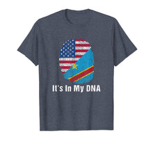 Load image into Gallery viewer, DR of Congo Flag T shirt & USA Flag DNA Fingerprint T Shirt