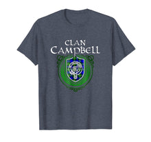 Load image into Gallery viewer, Campbell Surname Scottish Clan Tartan Crest Badge T-shirt