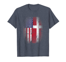 Load image into Gallery viewer, Danish American Mixed Flags T-Shirt USA Denmark Danmark Flag