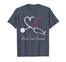 Load image into Gallery viewer, Nurse Breast Cancer Awareness Pink Ribbon Stethoscope Heart T-Shirt