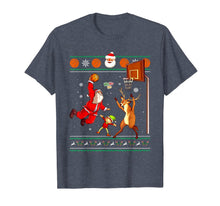 Load image into Gallery viewer, Basketball Christmas Ugly Sweater Dunking Santa and Reindeer T-Shirt-2347380