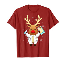 Load image into Gallery viewer, Medical Scrub Top Reindeer Nurse With Stethoscope Christmas T-Shirt